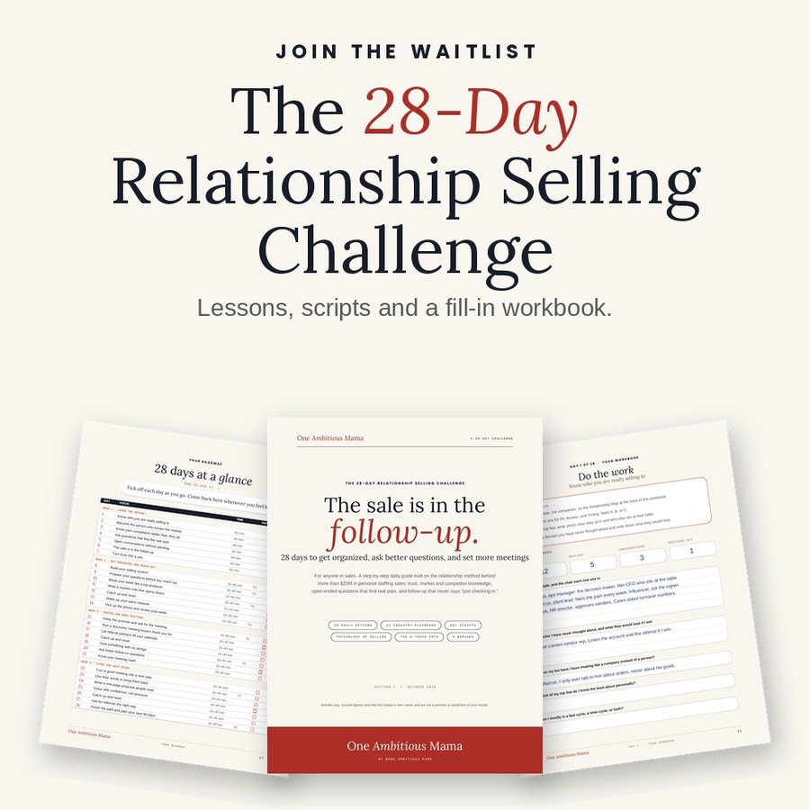 Pages from the 28-Day Relationship Selling Challenge workbook
